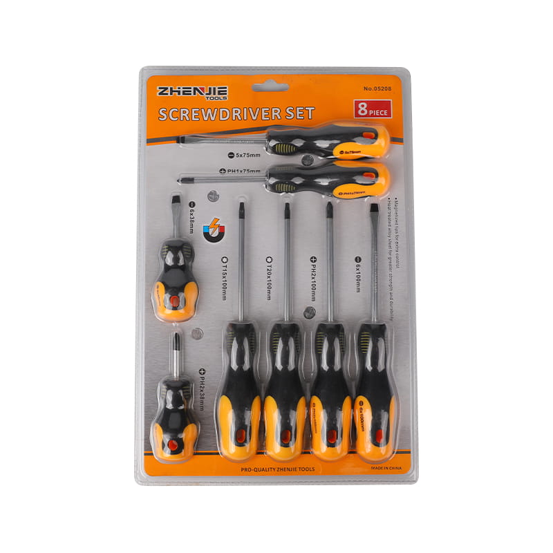 Juego de destornilladores Phillips Torx CRV ranurados de 8 piezas