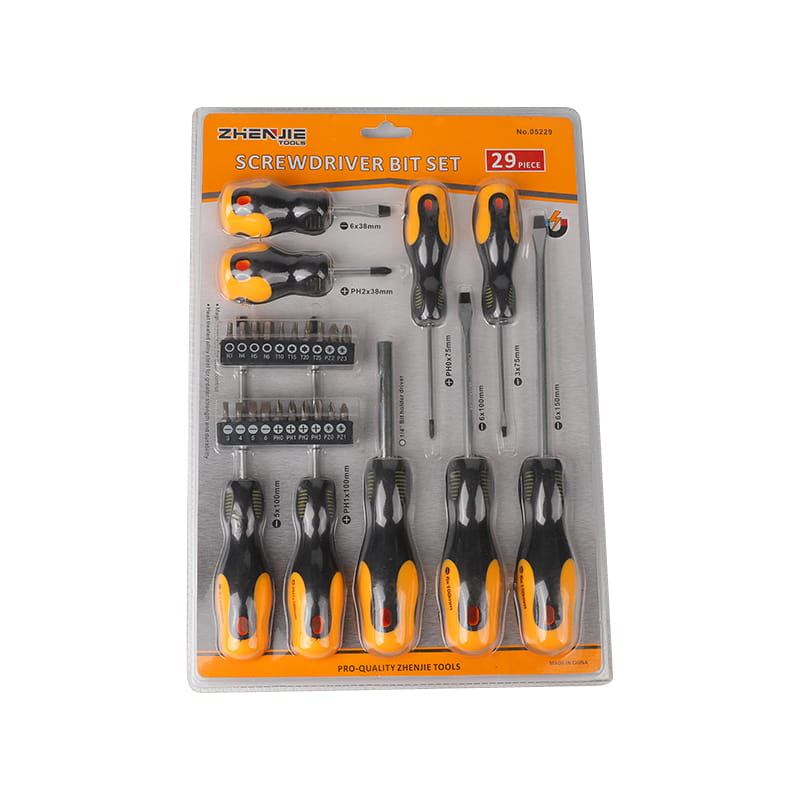 Juego de puntas de destornillador Phillips Pozidriv hexagonales Torx CRV ranuradas de 29 piezas